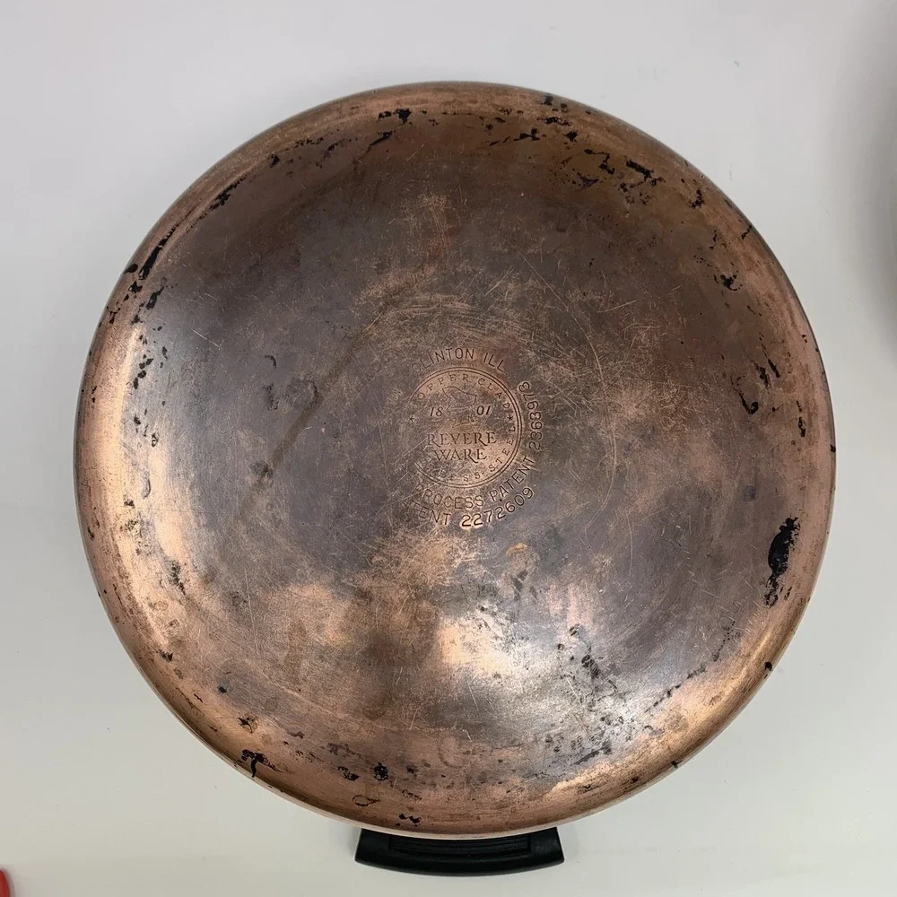 Pre 1968 Revere Ware 1801 Copper Bottom 6 Quart Stock Pot/ Dutch Oven w Dome Lid